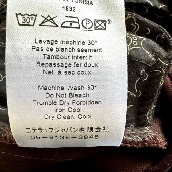 Cotelac Pants Skinny Trouser Ankle Career Preppy Zip Fly Cotton Brown NWOT M/L - Picture 4 of 5